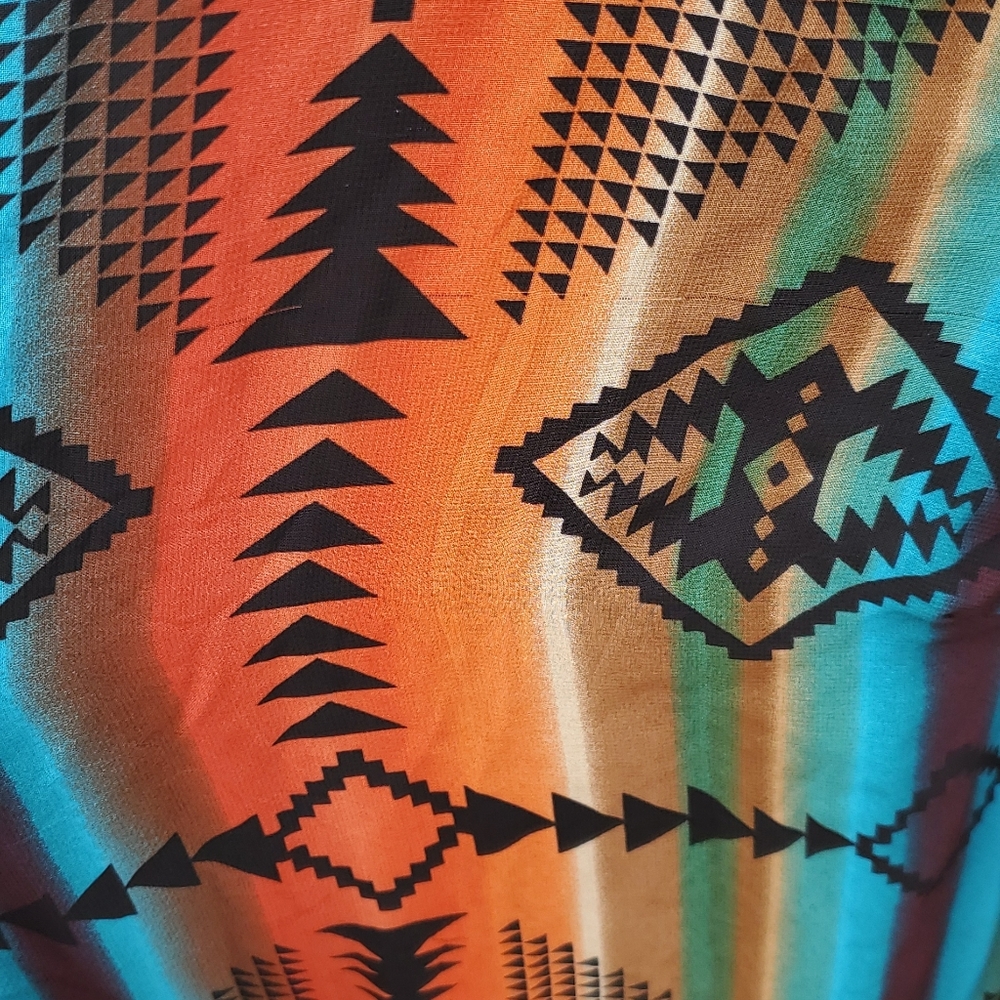 🌟 3 for $15 Deal! 🌟Sweet Storm teal orange long sleeve dress S - Picture 5 of 8